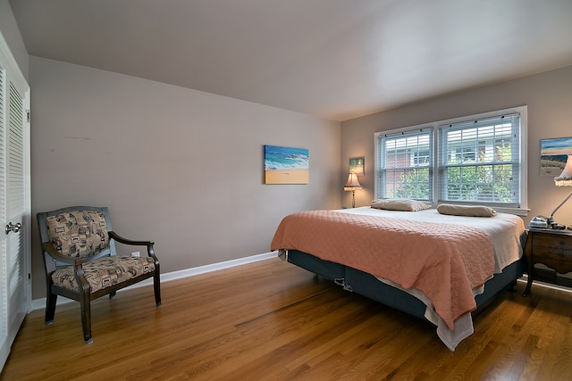 bedroom featuring a closet and hardwood / wood-style flooring