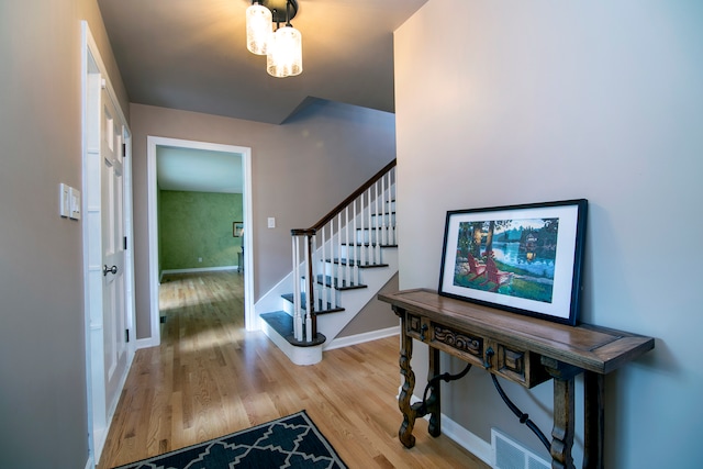 entrance foyer featuring light wood-type flooring