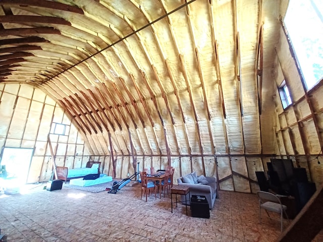 interior space featuring lofted ceiling