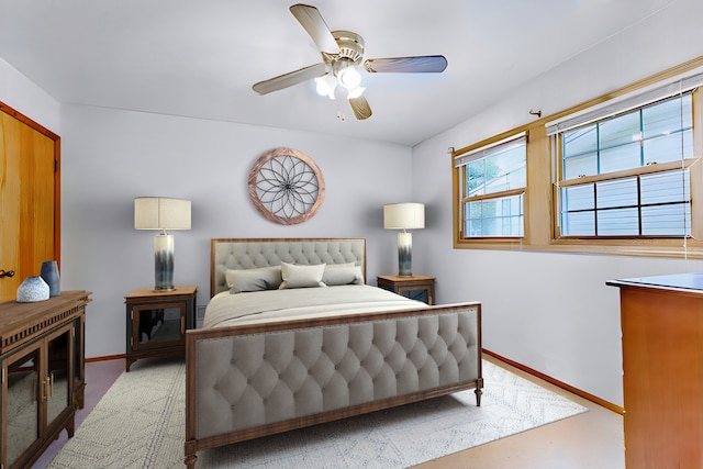 bedroom with carpet and ceiling fan