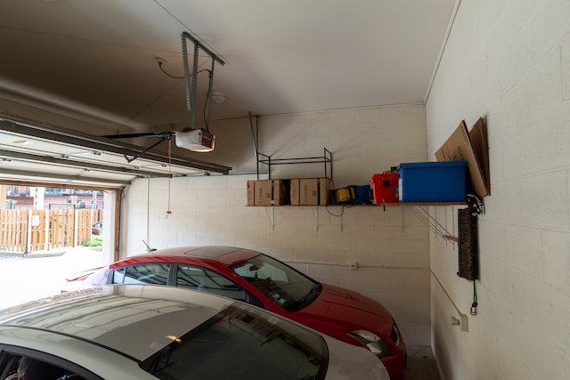 garage with a garage door opener