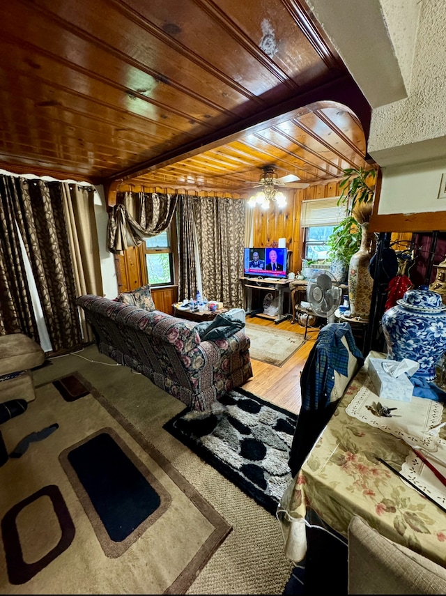 bedroom with wooden ceiling