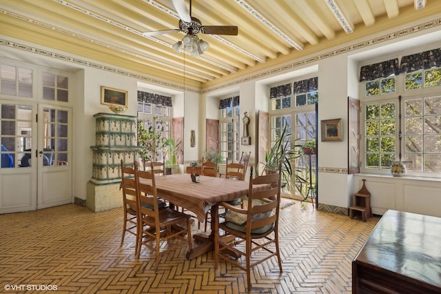 sunroom featuring french doors