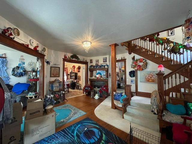 living room with hardwood / wood-style floors