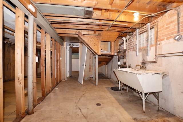 basement featuring sink