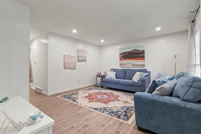 living room featuring light hardwood / wood-style flooring