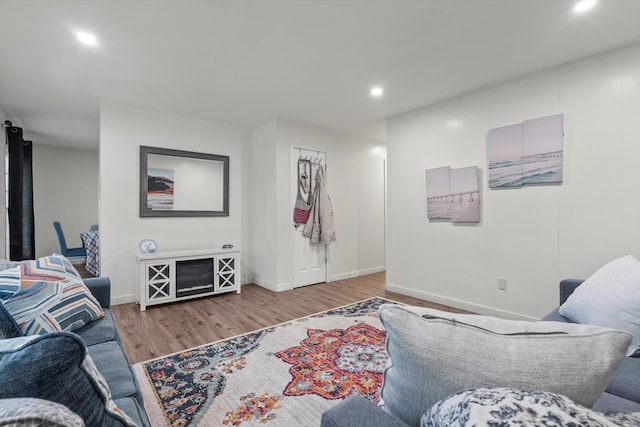 living room featuring light wood-type flooring