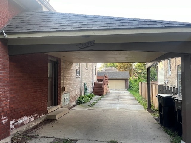 exterior space featuring a carport