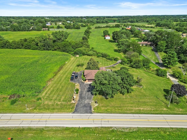 birds eye view of property with a rural view