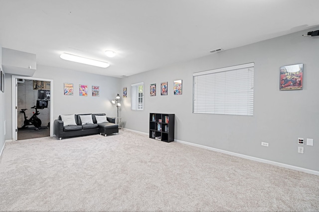 living room with carpet floors