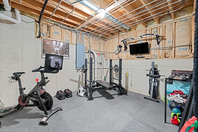 exercise area featuring electric panel