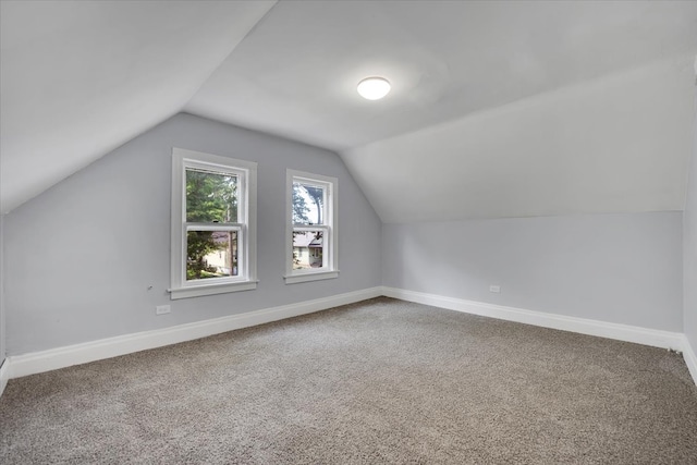 additional living space featuring carpet floors and lofted ceiling