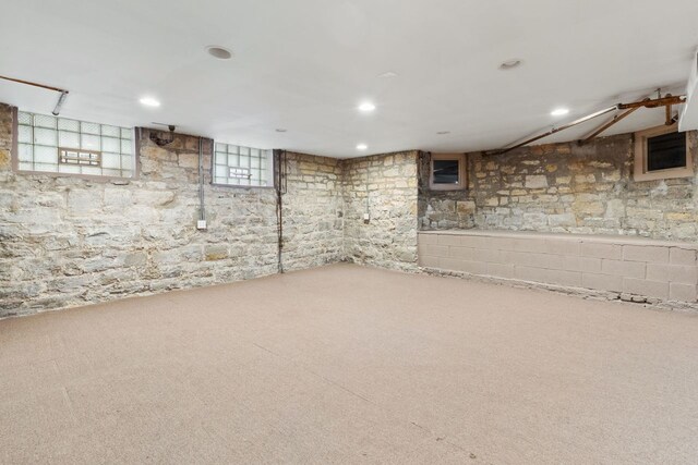 basement with carpet