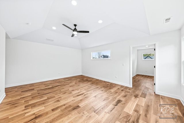 spare room with visible vents, recessed lighting, and a wealth of natural light