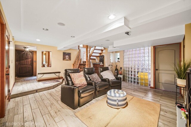 living room featuring light wood-type flooring