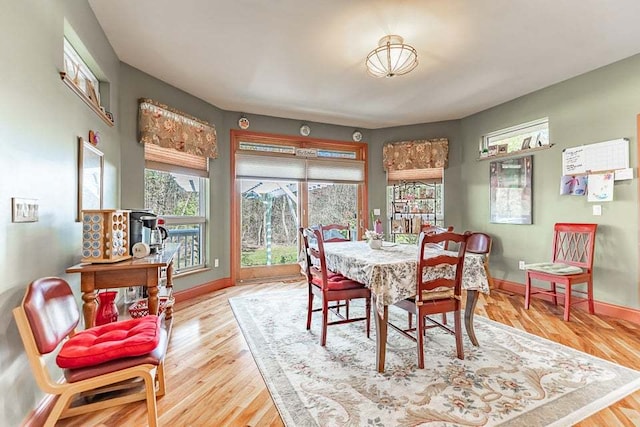 dining area with light hardwood / wood-style flooring