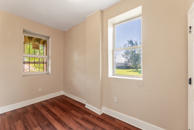 empty room featuring dark hardwood / wood-style flooring