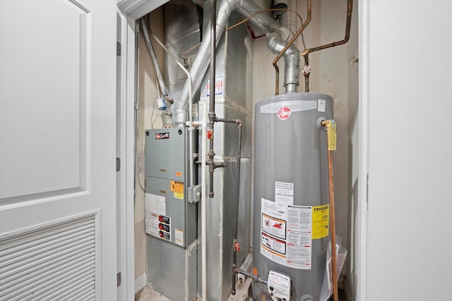 utility room with water heater