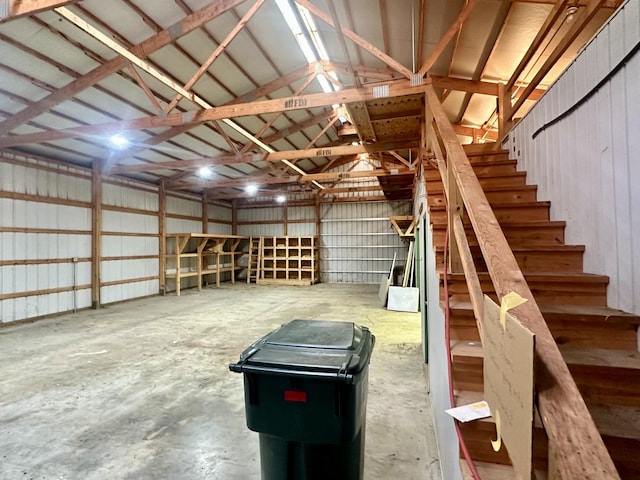 garage featuring metal wall