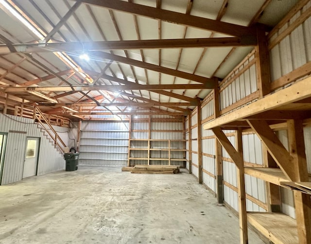 garage with metal wall