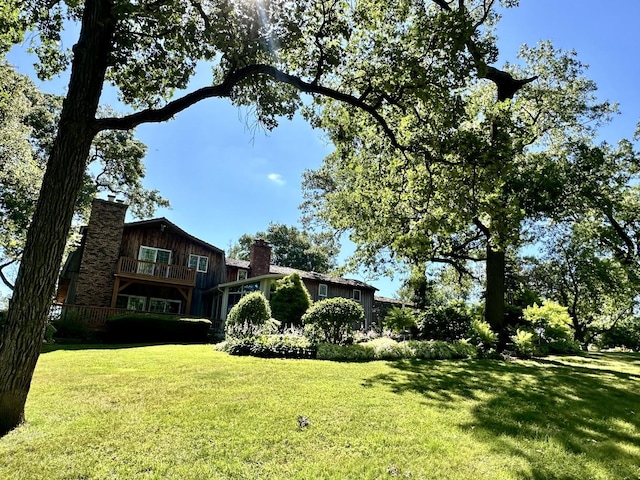 view of yard featuring a deck