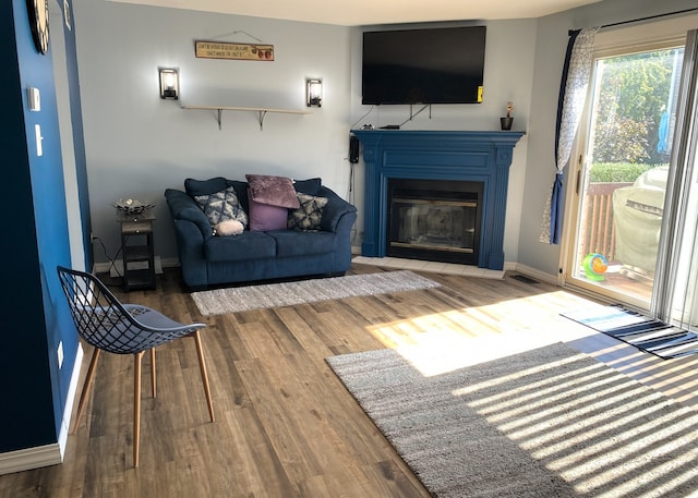 living room with wood-type flooring