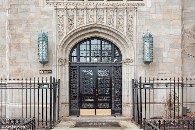 property entrance featuring french doors