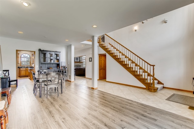 living room with light wood-type flooring