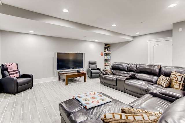 living room featuring light hardwood / wood-style flooring