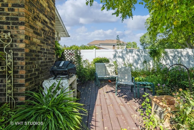 deck featuring area for grilling