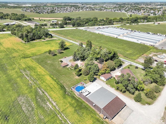 aerial view featuring a rural view