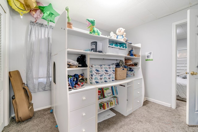 spacious closet featuring light carpet