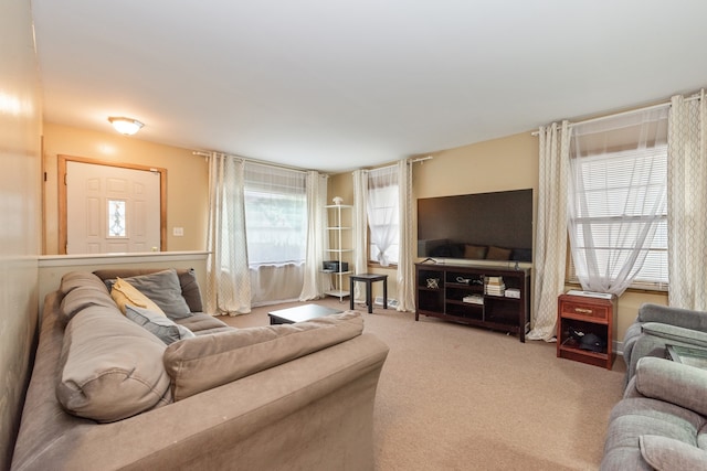 living room with carpet flooring