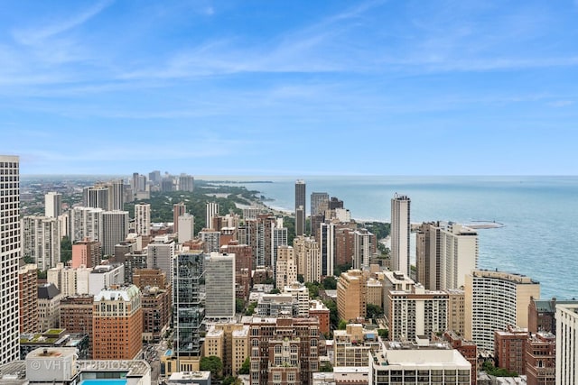 view of city with a water view