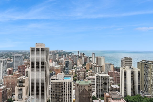 view of city with a water view