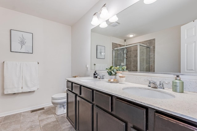 34W685 Roosevelt Ave Unit A, Saint Charles, IL 60174 - bathroom featuring a stall shower, double vanity, and tile patterned flooring