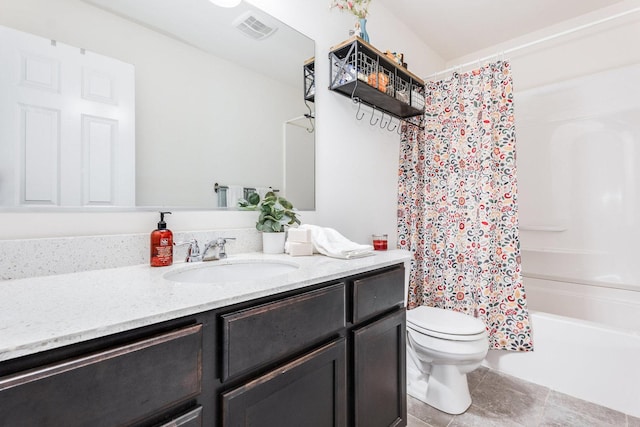 34W685 Roosevelt Ave Unit A, Saint Charles, IL 60174 - full bath with vanity, shower / bath combo with shower curtain, and tile patterned flooring