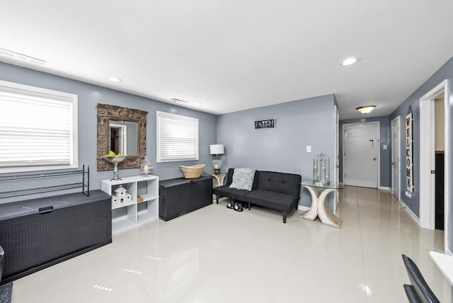 view of tiled living room