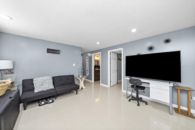 view of tiled living room