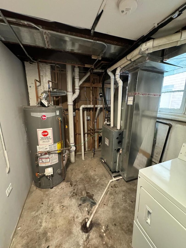 utilities with water heater and washer / clothes dryer