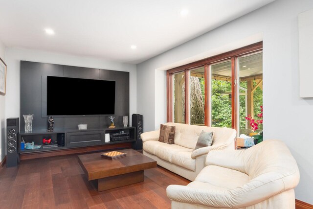 living room with hardwood / wood-style flooring