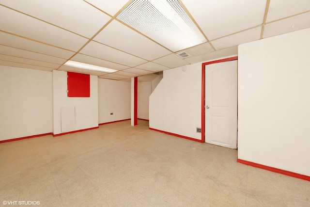 basement with a drop ceiling