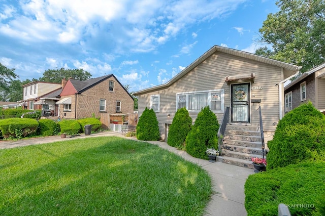 view of front of property with a front lawn