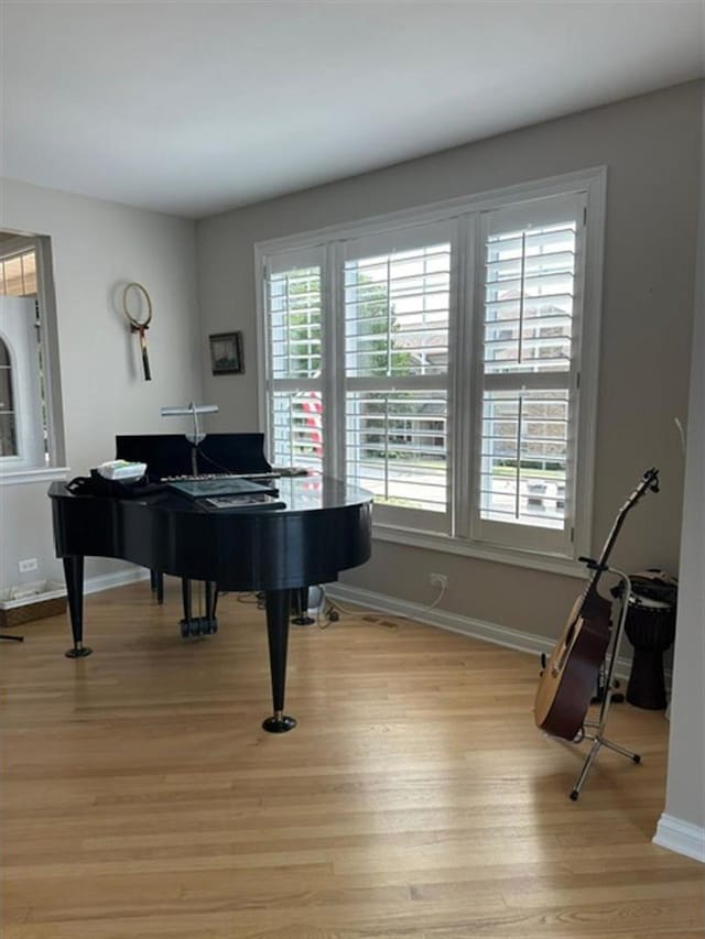 recreation room featuring light wood-type flooring and plenty of natural light