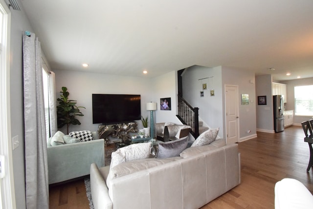 living room featuring hardwood / wood-style flooring