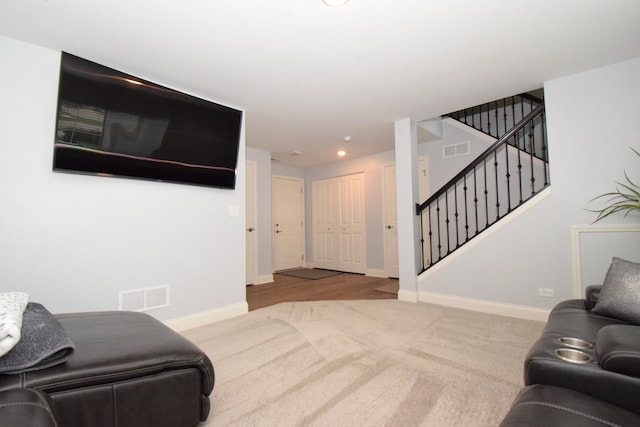 living room with wood-type flooring