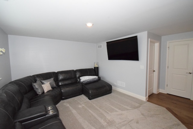 living room with hardwood / wood-style floors