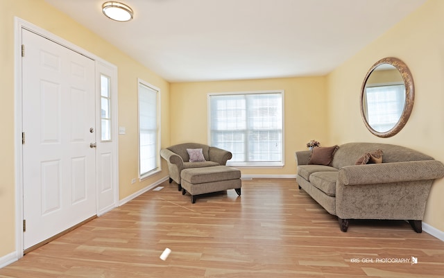 entryway with light hardwood / wood-style flooring