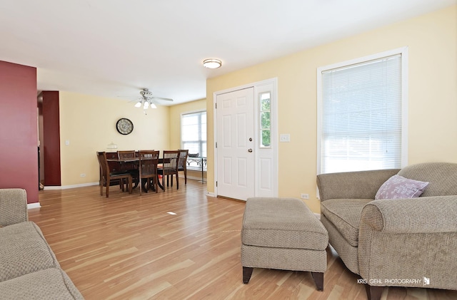 1214 Jerome Ct E, Antioch, IL 60002 - living area with light wood-type flooring, baseboards, and ceiling fan