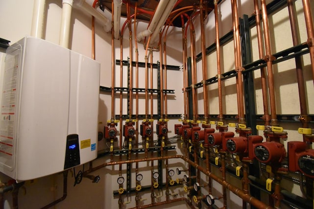 wine area featuring water heater
